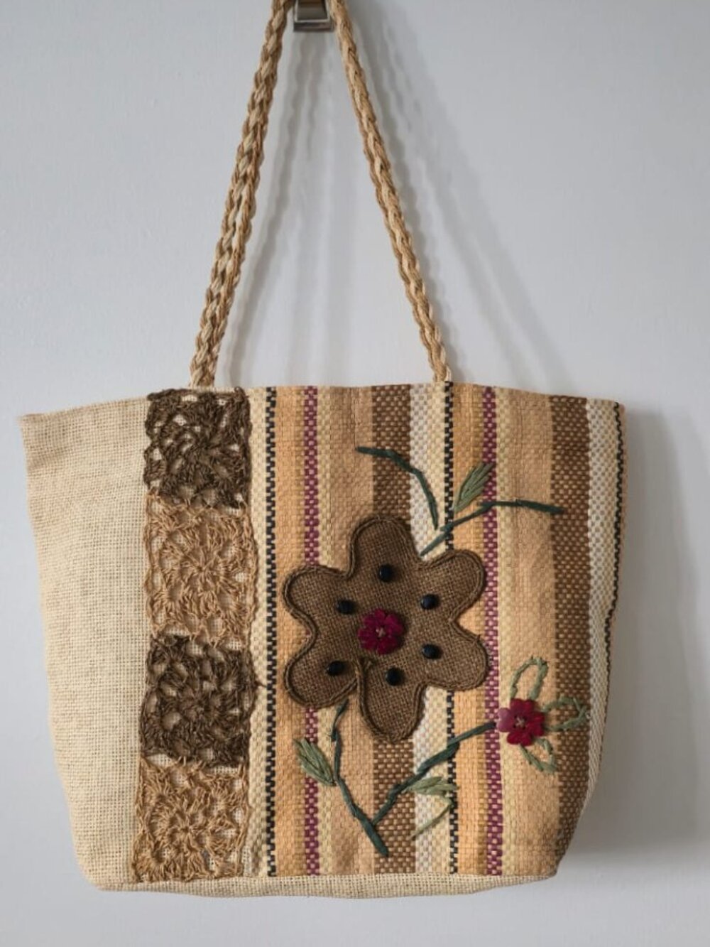 Cute Woven Straw Beach Tote with Flower